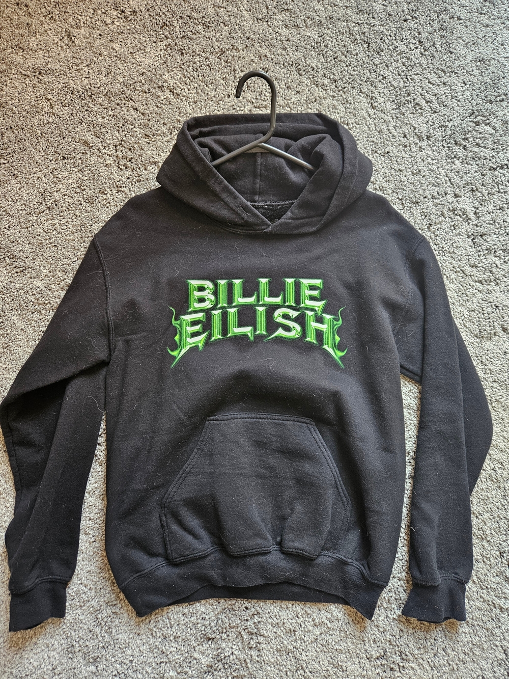 Billie Eilish Black Hoodie with Neon Green Logo